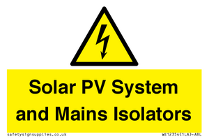 Solar PV System and Mains Isolators